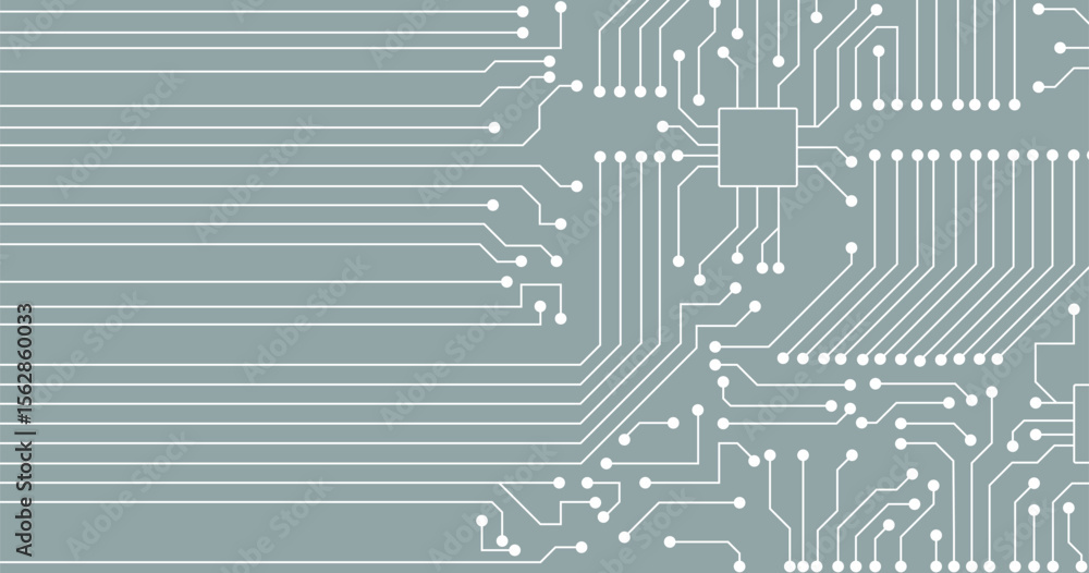 Poster white circuit line technology pattern on light blue background vector.