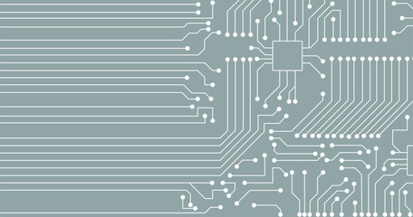 White circuit line technology pattern on light blue background vector.