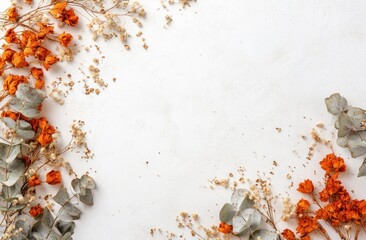 Dried flowers and eucalyptus frame