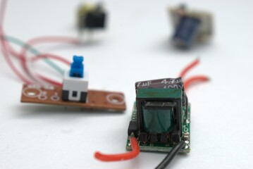 High-resolution product photography of electronic components including PCB boards, LED modules, and...