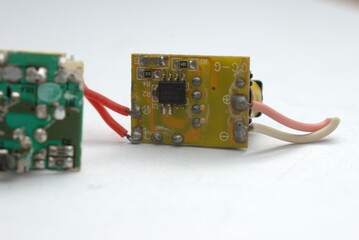 High-resolution product photography of electronic components including PCB boards, LED modules, and...