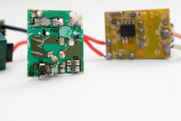 High-resolution product photography of electronic components including PCB boards, LED modules, and...