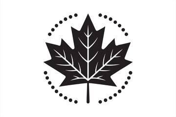 Stark Maple Leaf Emblem, Simple Line Art Icon