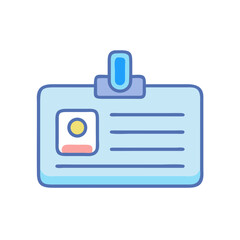 Light blue cartoon style identification card on black background