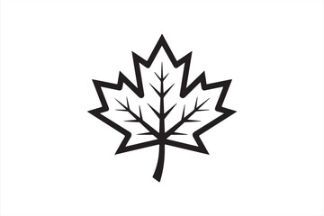 Strong Outline Maple Leaf Icon, Simple Minimalist Vector Art