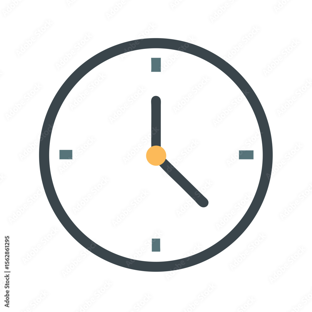 Poster simple clock icon showing the time on black background