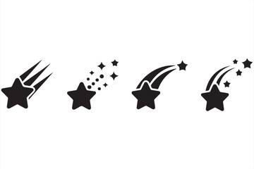  Shooting Stars Vector Set with Meteor Trails, Clean Design