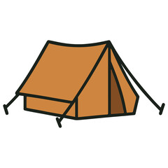 Camping Tent PNG – Flat Design Side View Illustration with Transparent Background