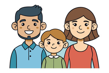 Family Portrait Illustration: A stylized illustration capturing a cheerful family portrait, showcasing the warmth and happiness of familial bonds in a simple yet evocative manner.