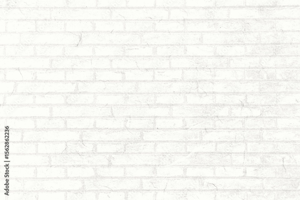 Poster displaying close-up white painted brick wall in flat design showing grid pattern and faint cracks