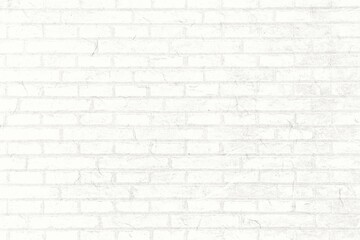 Displaying close-up white painted brick wall in flat design showing grid pattern and faint cracks