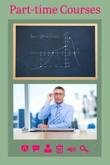 Digital composite image of e-learning interface