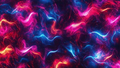 Fototapeta premium Abstract digital art, swirling neon colors, dynamic textures, glowing lines, futuristic background