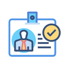 Identification card badge with checkmark, approved for access