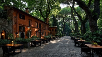 Sun-drenched Italian garden restaurant