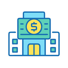 Modern bank icon depicting financial concept on black background