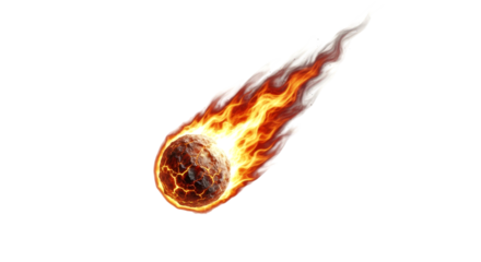Fiery Meteoroid Falling Through Space: A Cosmic Spectacle of Burning Rock and Glowing Trail
