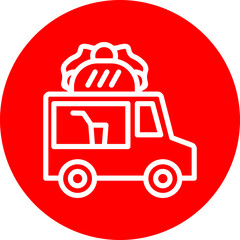 Taco Truck Vector Line Grey Circle Grey