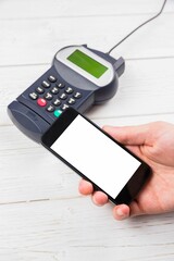 Credit card machine and smartphone