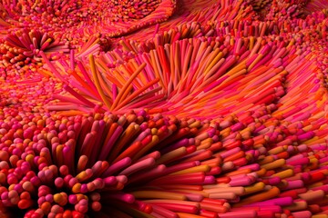 Full frame shot of red fiber optic cable