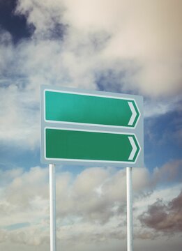 Fototapeta Green sign post against sky