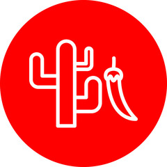 Obraz premium Mexican Fiesta Vector Line White Circle Red