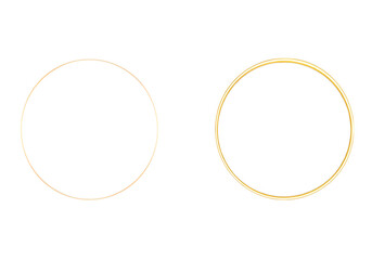 Two minimalist gold rings, isolated on transparent background, showcasing simple elegance and modern design