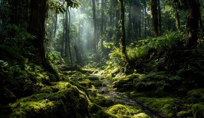 Obraz premium Lush rainforest path