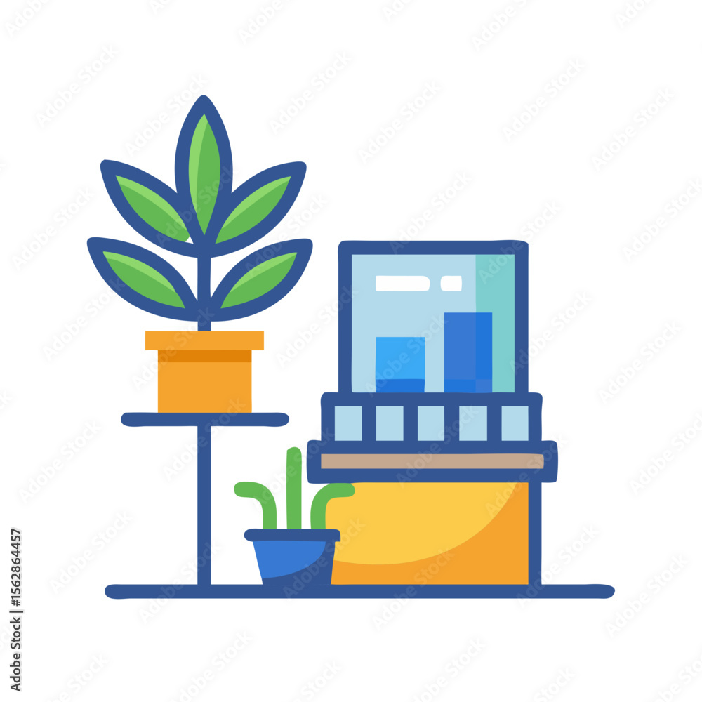 Poster graphical data visualization with plants on black background