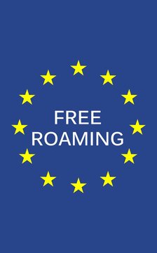Fototapeta Free roaming text on European Union flag