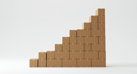 Ascending boxes: A staircase of stacked cardboard against a clean white background.