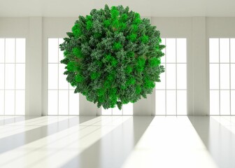 Ball with trees floating in room