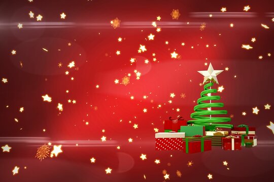 Naklejki Christmas tree shape on stars