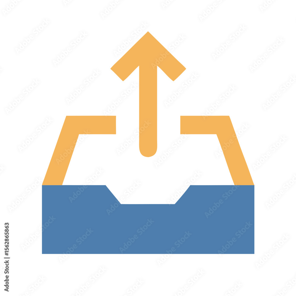Fototapete send or upload box with arrow facing upward graphic