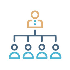 Organization chart icon illustrating corporate leadership hierarchy and structure