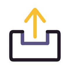 Stylized upload icon featuring vibrant colors on black background