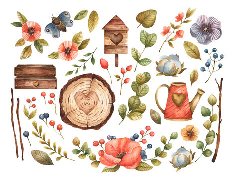 Illustration of a very colorful spring set