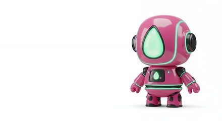 Pink robot toy isolated on white background