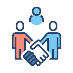 Business partnership icon showing people and a firm handshake