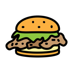 Chicken Burger Vector Filled Icon Design