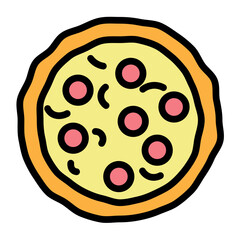 Pepperoni Pizza Vector Filled Icon Design