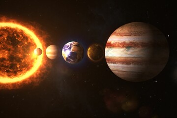 Fototapeta premium Graphic image of solar system with sun