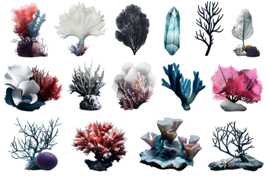 Collection of fantasy coral and crystal sprites.