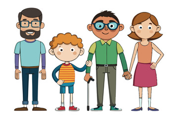 Family illustration: A heartwarming illustration of a family. The figures are depicted with a simplified, artistic style, representing a diverse group of people united by kinship.