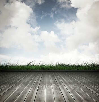 Fototapeta Wooden planks against blue sky