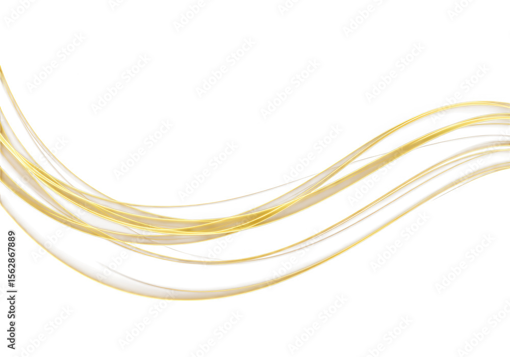 Poster golden wavy lines flow gracefully across a transparent background, creating an elegant abstract desi