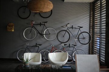 Fixed Gear Bicycles Mounted on Wall as Urban Decor