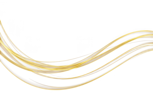 Golden wavy lines flow gracefully across a transparent background, creating an elegant abstract design
