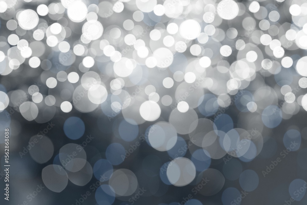 Poster abstract flat design showing defocused light spots creating bluish white bokeh pattern