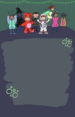 Illustration of children in Halloween costume